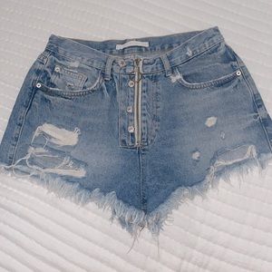 light wash denim shorts